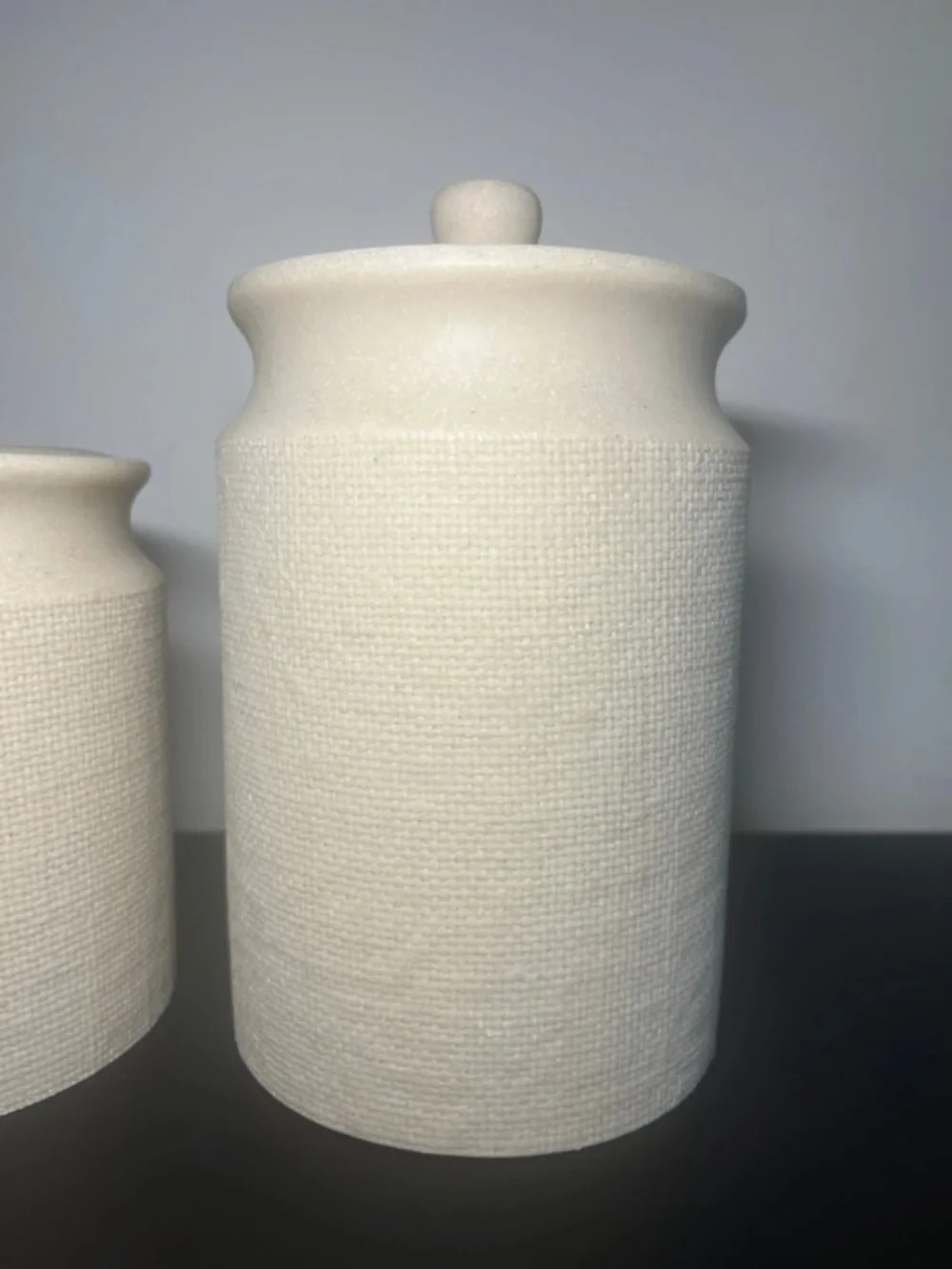 Hearth & Hand Textured Set of 2 Neutral Ceramic Canisters - Cream
